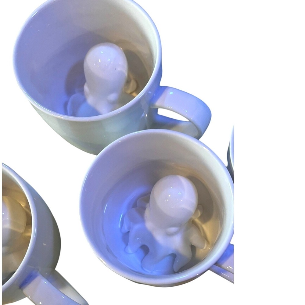 Octopus Creature Cups Surprise Coffee Mug White Hidden 3 D Kracken Ocean Gift